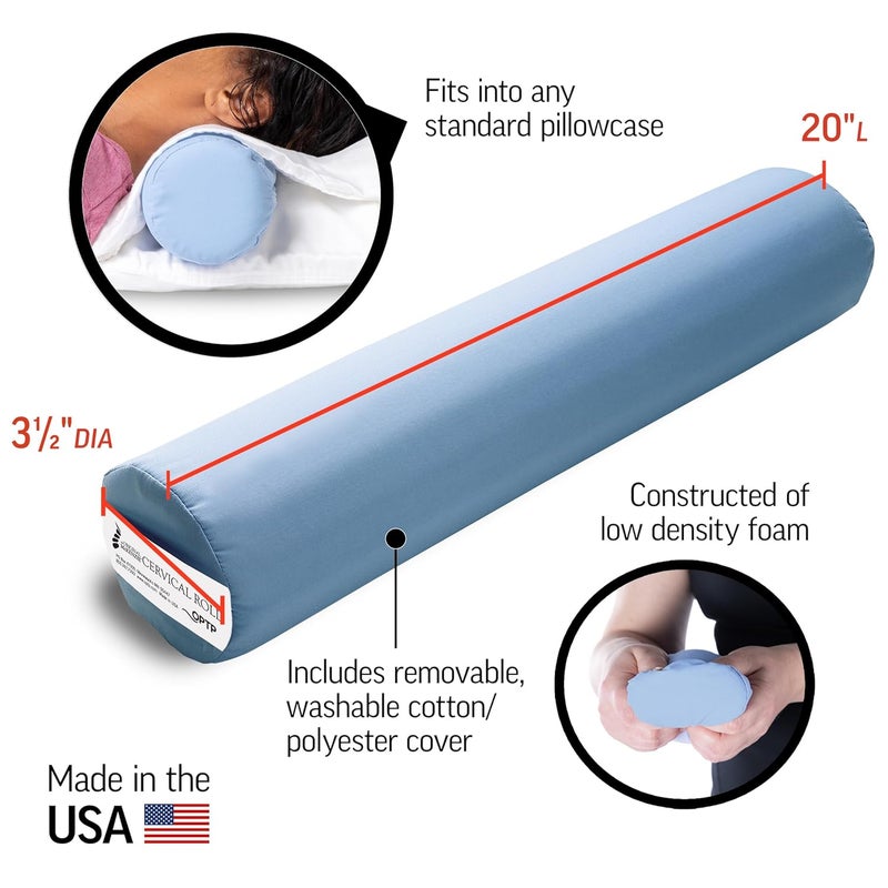 OPTP The Original McKenzie Cervical Roll, 20" Neck Support Pillow to Relieve Neck and Back Pain - Round Pillow for Improved Sleeping Support and Cervical Pain Relief - Made in The USA - Image 3