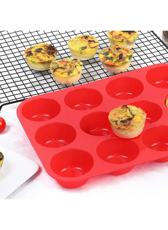 CAKETIME قالب مافن سيليكون من كيك تايم، قالب كب كيك 12 كوب للخبز 3 عبوات، صينية مافن سيليكون غير لاصقة من درجة الطعام - Image 2