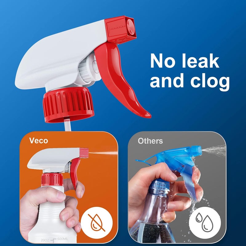 Veco Spray Bottle (5 Pack,24 Oz) with Measurements and Adjustable Nozzle(Mist & Stream Mode), HDPE Plastic Spray Bottles for Cleaning Solution, Household/Commercial/Industrial Use, No Leak and Clog - Image 4