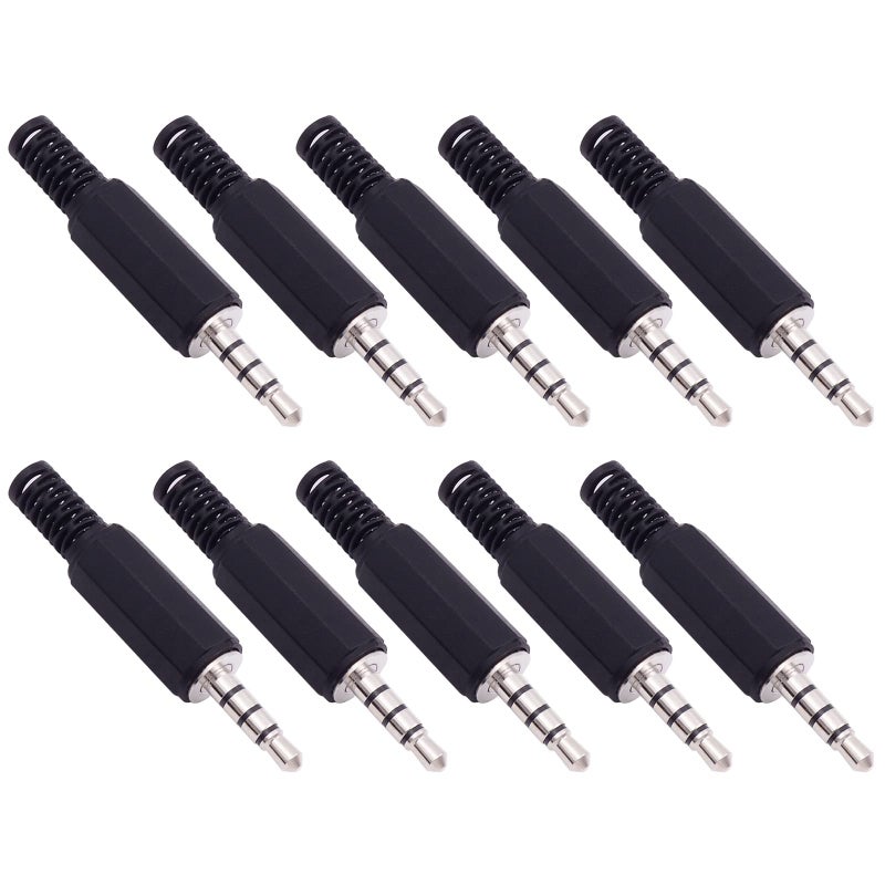 Fancasee 10-Pack 3.5mm 1/8" Replacement Repair Jack TRRS Stereo Male Plug Adapter 3.5mm Solder Type DIY Audio Cable Connector for Headphone Headset Earphone Microphone Speaker Cable Repair - Image 5