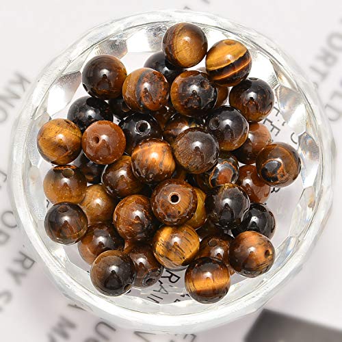 NCB 100pcs Original Natural Stone Beads Gemstone Round Loose Beads 6mm 8mm 10mm (Yellow Tiger's Eye, 6mm 100Beads) - Image 2