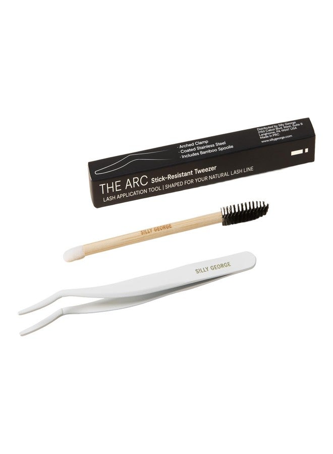 Silly George The Arc Lash Tweezer – Stick-Resistant Applicators for Silly George Strip Lashes & Other Lash Brands, Curved Tip Non-Slip Tool for Easier Eyelash Line Placement, Includes Spoolie - Image 1