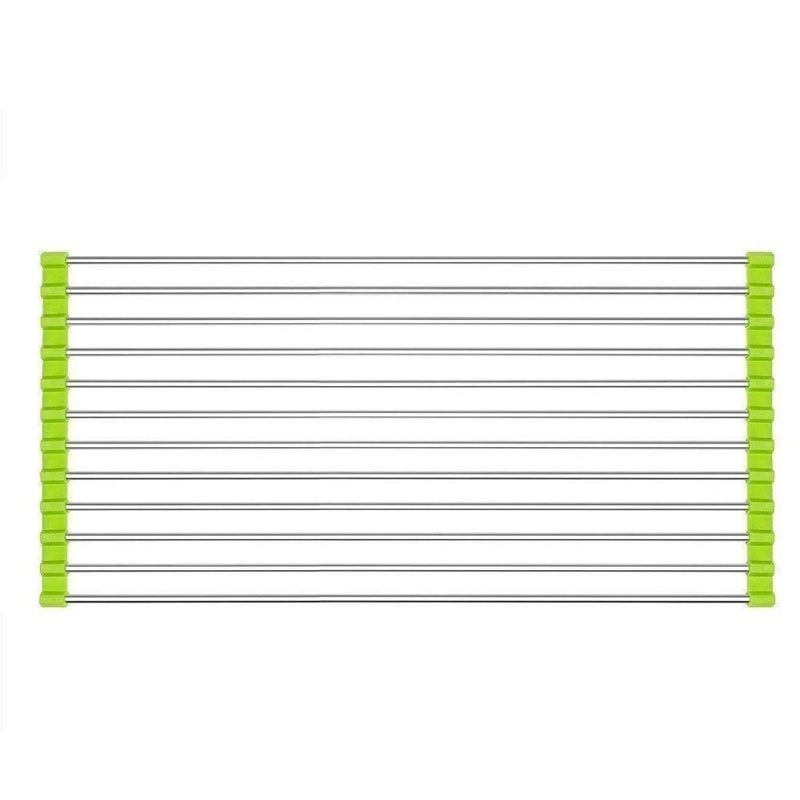 RENARSH Stainless Steel Foldable RollUp Over Sink Fruit Vegetable Utensils Drying Rack Dish Drainer Mat for Kitchen - Image 1