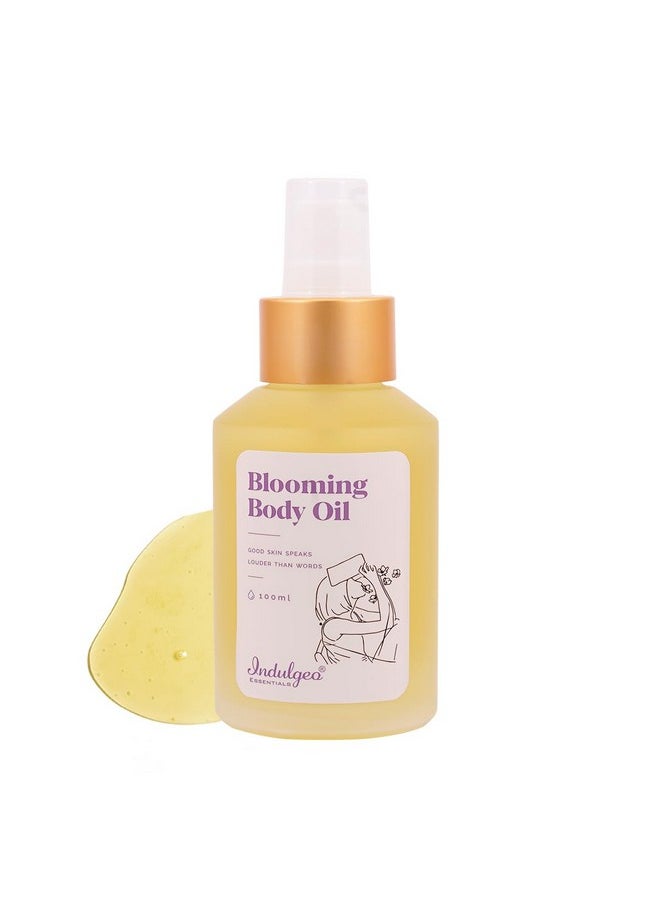 Indulgeo ESSENTIALS Blooming Body Oil (100 Ml) For Children & Teenager, Helps In Reducingdry, Dull, Dark Areas Underarms & Thighs, Prevents From Scars | Best For Winters  - Image 1