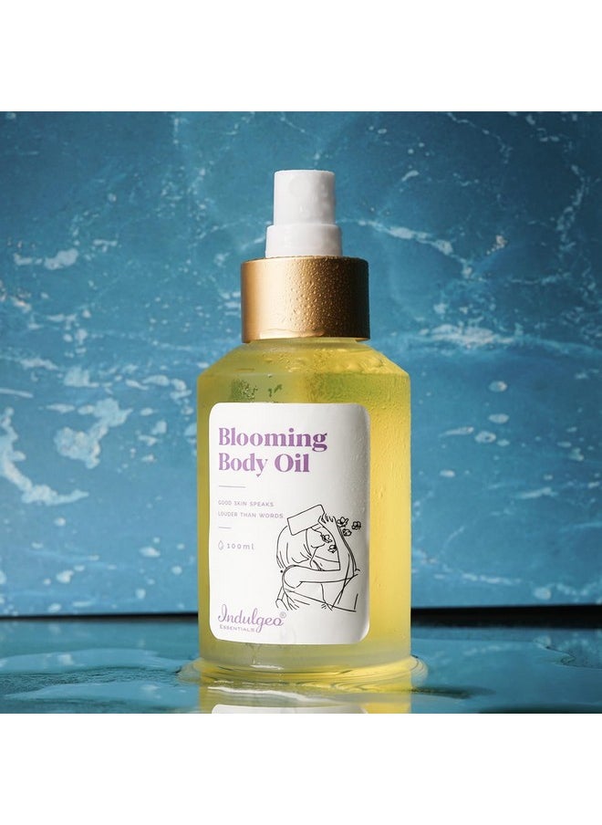 Indulgeo ESSENTIALS Blooming Body Oil (100 Ml) For Children & Teenager, Helps In Reducingdry, Dull, Dark Areas Underarms & Thighs, Prevents From Scars | Best For Winters  - Image 4