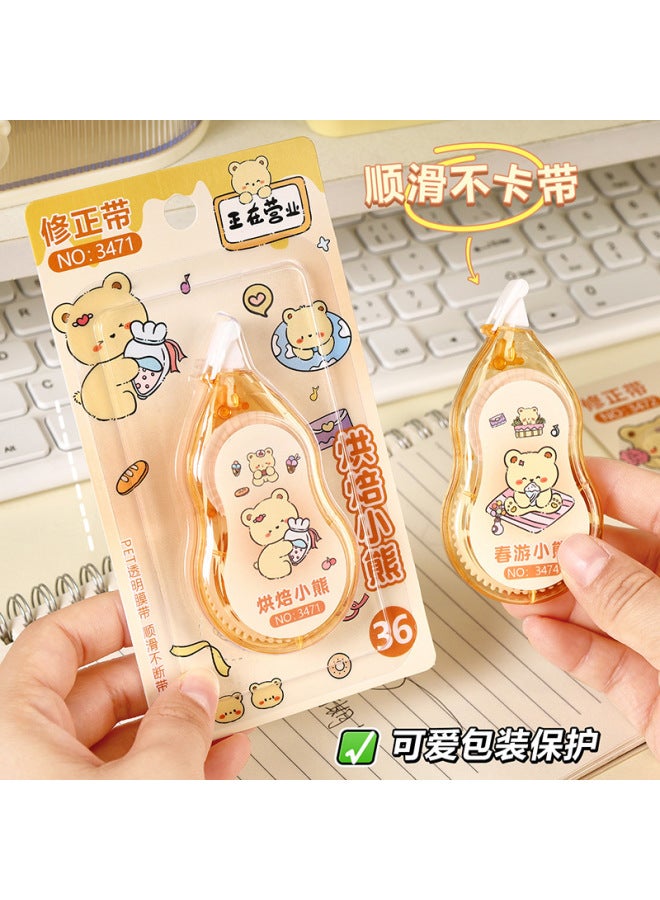 HELPS Cartoon Bear Correction Tape, Cute High-capacity 6m Transparent Film Correction Tape For Primary School Students, Stationery - Image 4