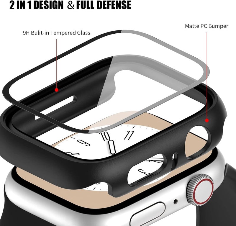 Commuter 4 Pack Case Compatible with Apple Watch 44mm Series SE 3nd Gen 2025 SE 2 SE 1 6 5 4 with Tempered Glass Screen Protector, Ultra-Thin Hard PC Full Protective Face Cover Bumper for iWatch 44mm - Image 3