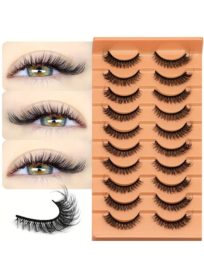 10 Pairs Cat Eye False Eyelashes Natural Soft Mink Look MZ09 - Image 1