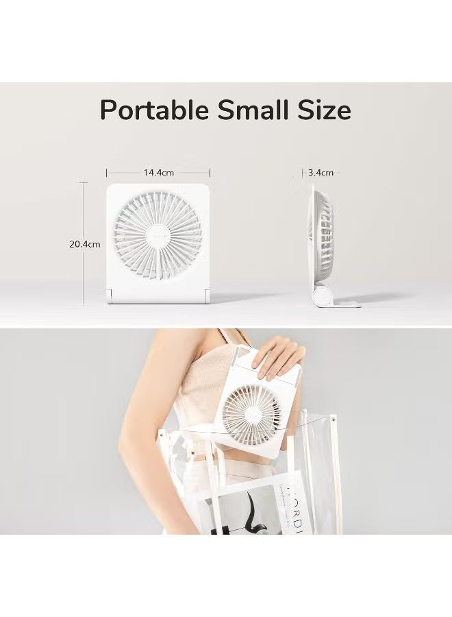 JisuLife Life3 Table Fan Portable USB Rechargeable Fan, 160° Tilt Folding Personal Mini Fan with 4500mAh Battery, Strong Wind, Ultra Quiet, 4 Speed Modes for Office, Home, Camping (White) - Image 5