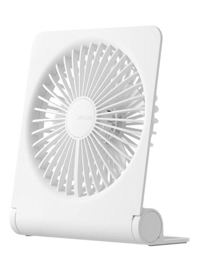 JisuLife Life3 Table Fan Portable USB Rechargeable Fan, 160° Tilt Folding Personal Mini Fan with 4500mAh Battery, Strong Wind, Ultra Quiet, 4 Speed Modes for Office, Home, Camping (White) - Image 1