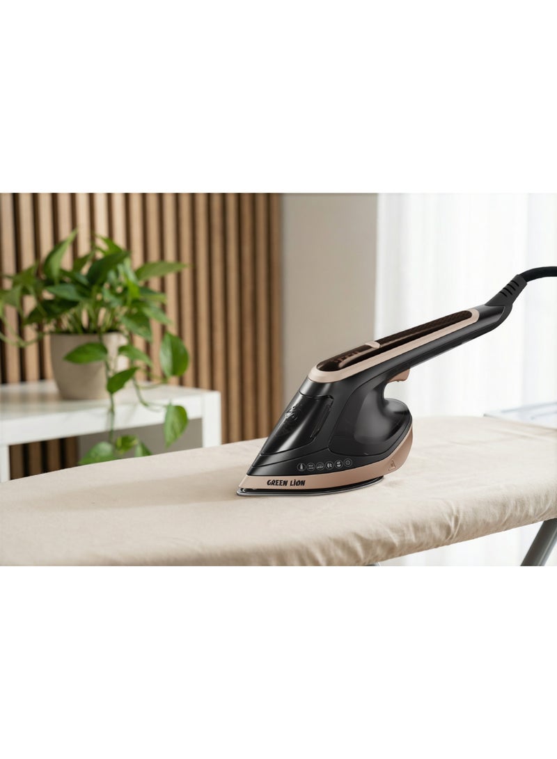 GREEN LION 2 In 1 Steam Iron Garment Steamer BX300 / 1800W Power / Ceramic Soleplate / LED Display / Continuous Steam Function - Black - Image 5