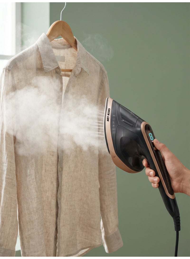 GREEN LION 2 In 1 Steam Iron Garment Steamer BX300 / 1800W Power / Ceramic Soleplate / LED Display / Continuous Steam Function - Black - Image 4