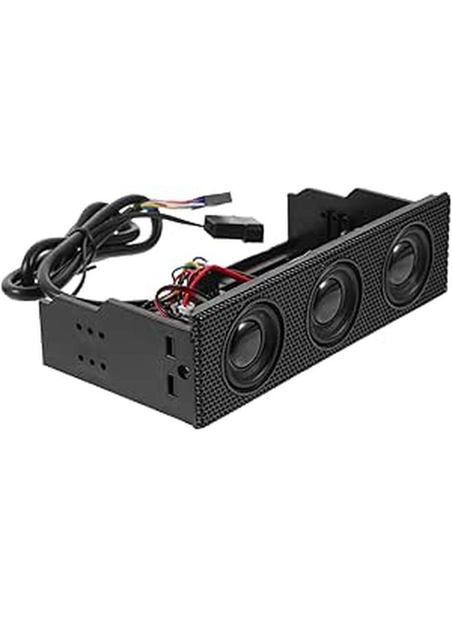 Black Front Panel PC Stereo Speakers for Desktop Computer Tower Surround Sound Music Playback - Image 1