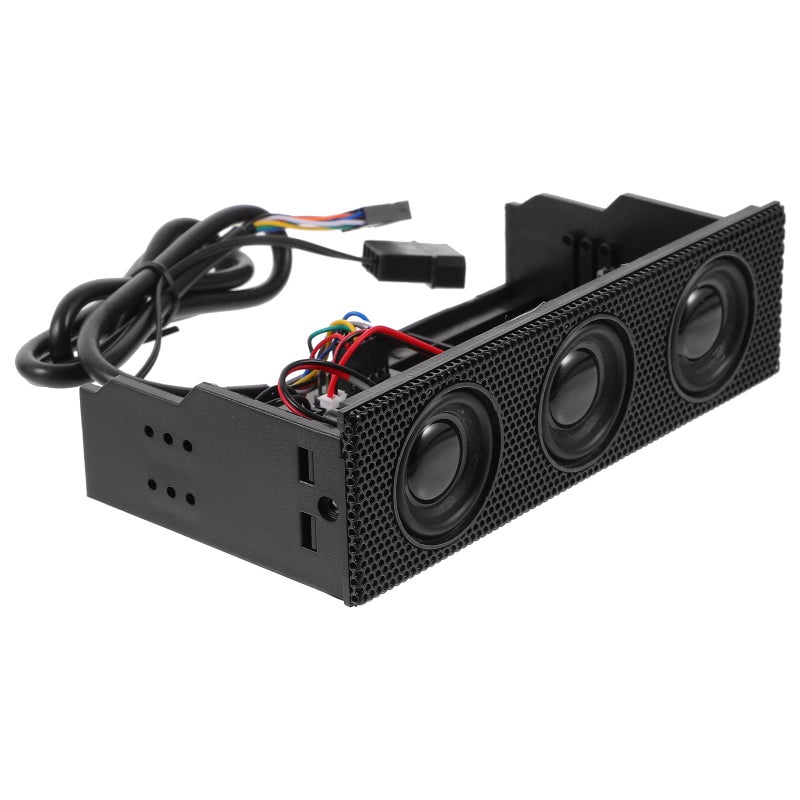 Black Front Panel PC Stereo Speakers for Desktop Computer Tower Surround Sound Music Playback - Image 2