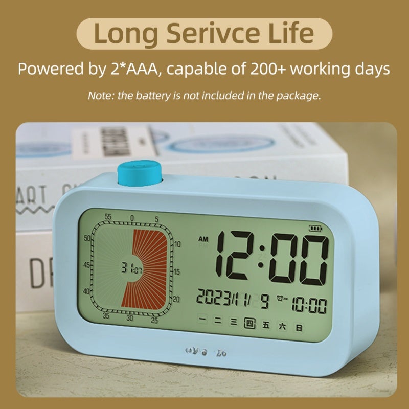60 Minute Visual Timer Count Up/Down Function Clock with LCD Screen /Snooze Options /12 Hour Clock System/Week Display Silent Operation for Kids Kitchen Time Management Tool for Teaching Learning - Image 4