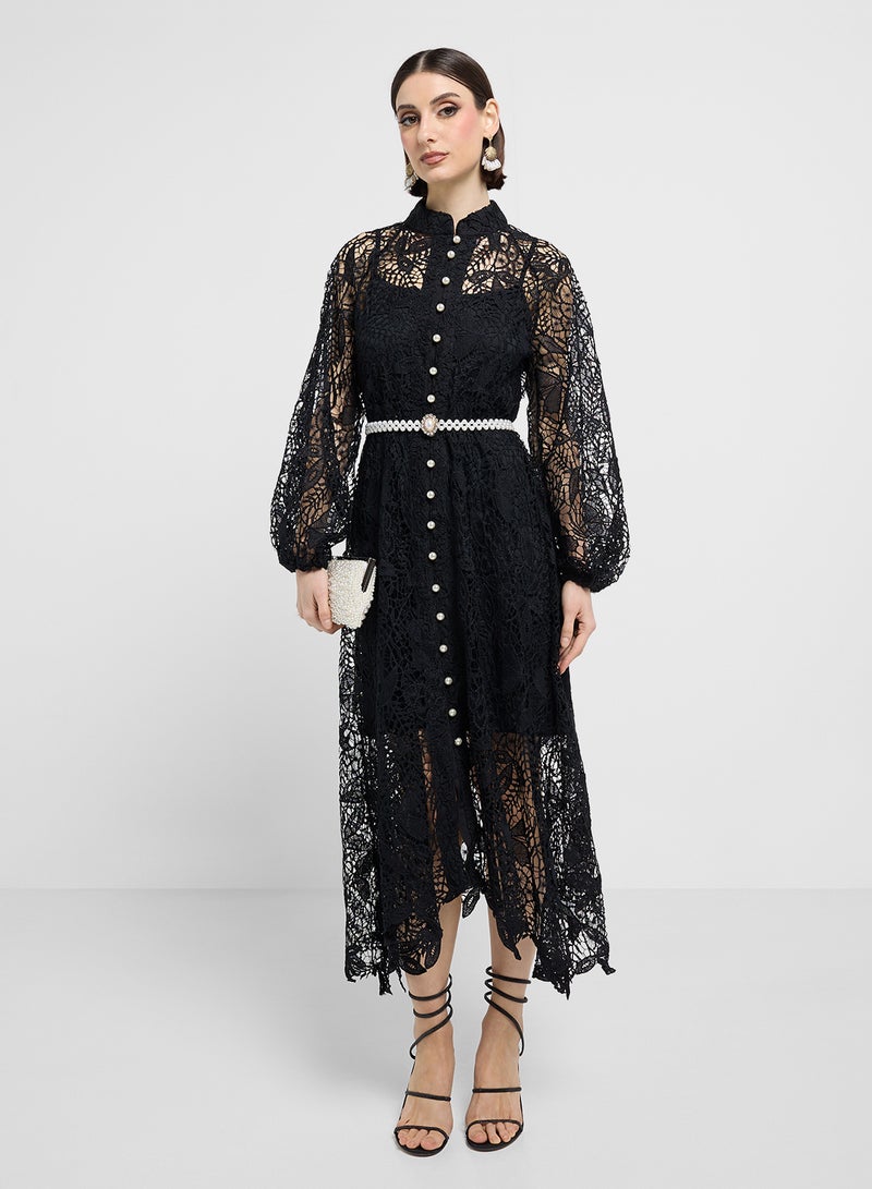 ELLA Lace Button-Down Dress - Image 1