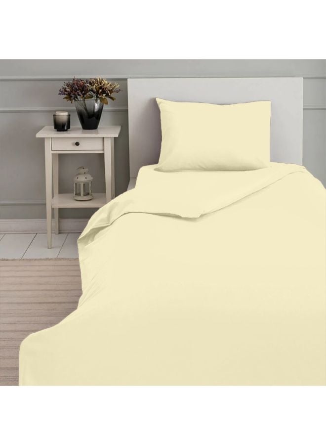 BYFT Orchard Exclusive (Cream) Queen Size Flat Sheet and Pillow covers (Set of 3Pcs) Cotton percale Weave, Soft and Luxurious, High Quality Bed linen-180TC