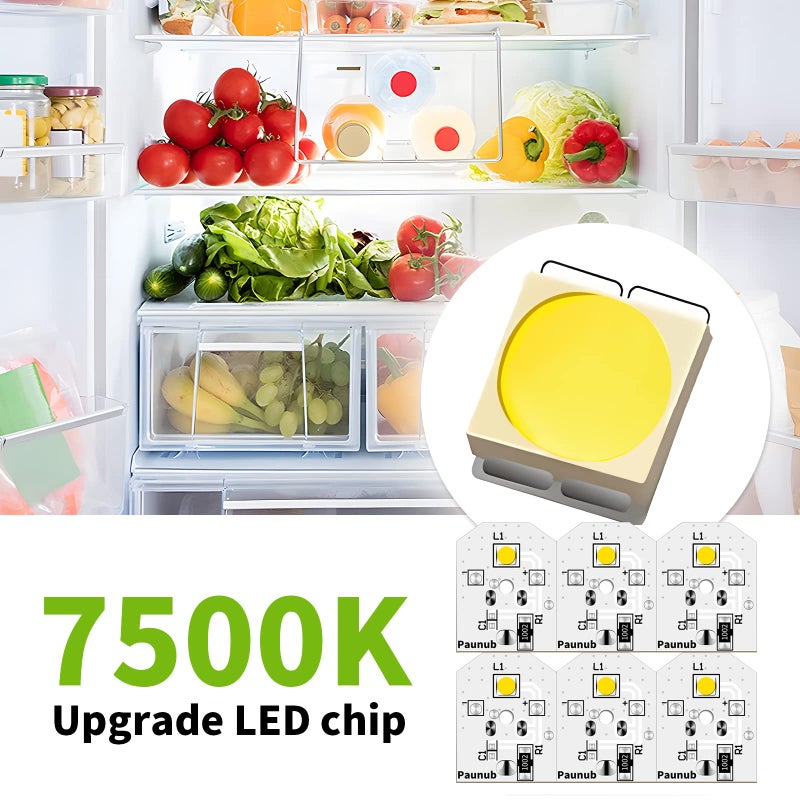 Paunub New Upgraded WR55X11132 GE Refrigerator Light Replacement Led Compatible WR55X25754 WR55X26486 WR55X30602 EAP12172918 4590213 AP6261806 PS12172918, No-Include Plastic Cover, Waterproof, 6PCS IN One - Image 2