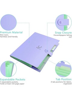 erorex Portable File Document Folder Student File Organizer A4 With 5 Pockets  - Image 3