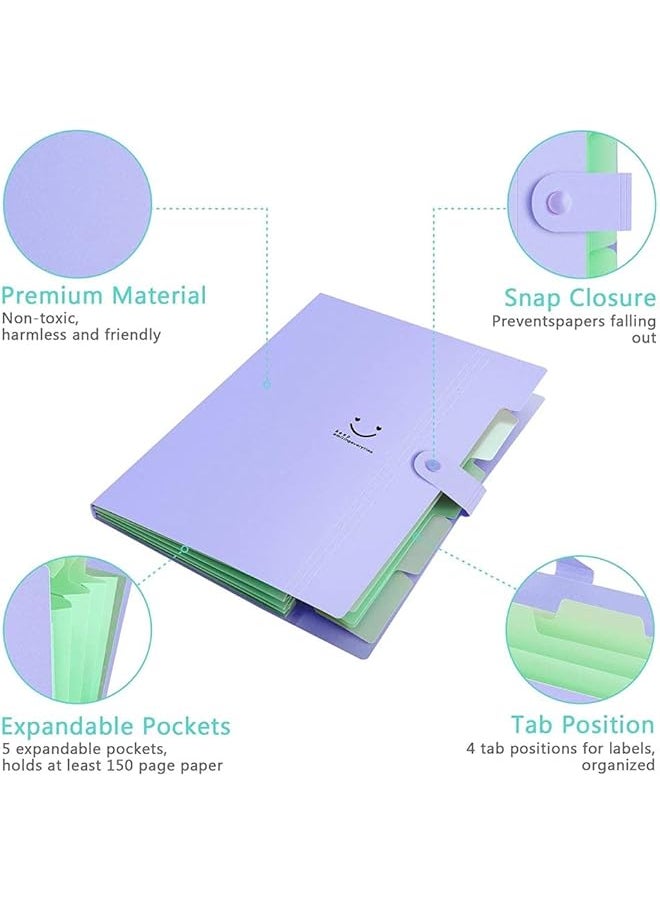 erorex - Portable File Document Folder Student File Organizer A4 With 5 Pockets - Image 1