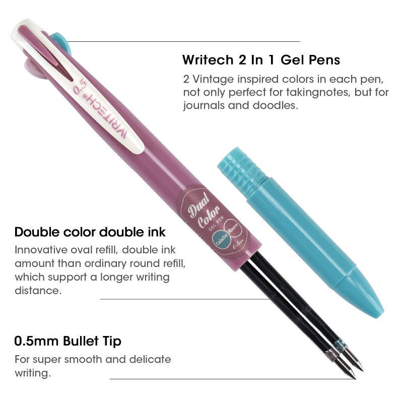 WRITECH Retractable Gel Ink Pens: Multi Colored 0.5mm Fine Point 2 in 1 Colorful Click Pen Assorted Color 4ct No Smear & Bleed for Smooth Writing Journaling Drawing Notetaking - Image 3
