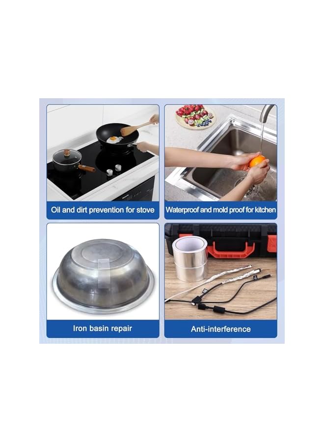 promass 2 Pack Aluminum Foil Tape, High Temperature Tape, Seal HVAC Tape, Metal Adhesive Tape, Silver Duct Tape for Ductwork, Dryer Vent, HVAC, 1.9 inch x 11 Yards (32.8 feet) - Image 4