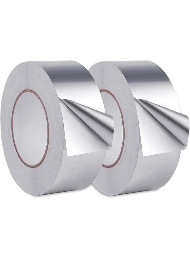 promass 2 Pack Aluminum Foil Tape, High Temperature Tape, Seal HVAC Tape, Metal Adhesive Tape, Silver Duct Tape for Ductwork, Dryer Vent, HVAC, 1.9 inch x 11 Yards (32.8 feet) - Image 1