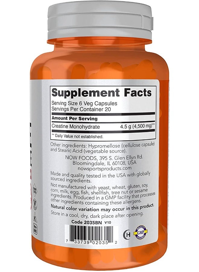 Now Sports Creatine Monohydrate 750mg 120 Veg Capsules - Image 2