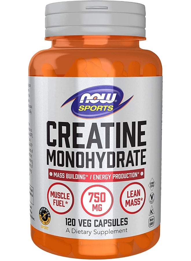 Now Sports Creatine Monohydrate 750mg 120 Veg Capsules - Image 1