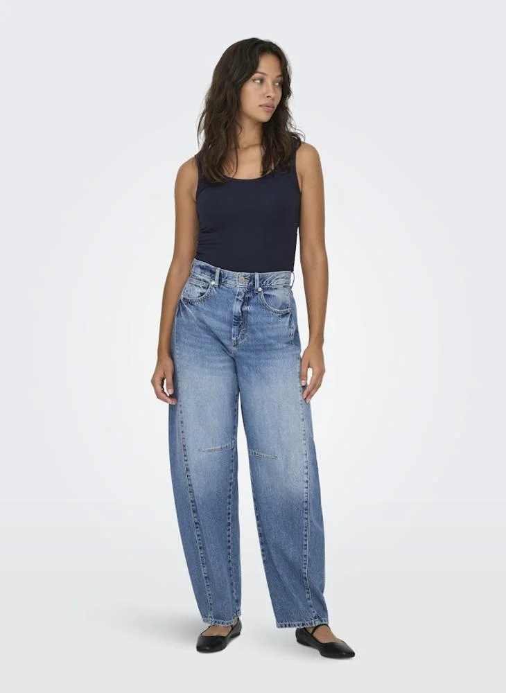 Only  High-Waist Barrel Jeans for Women | Best Price UAE