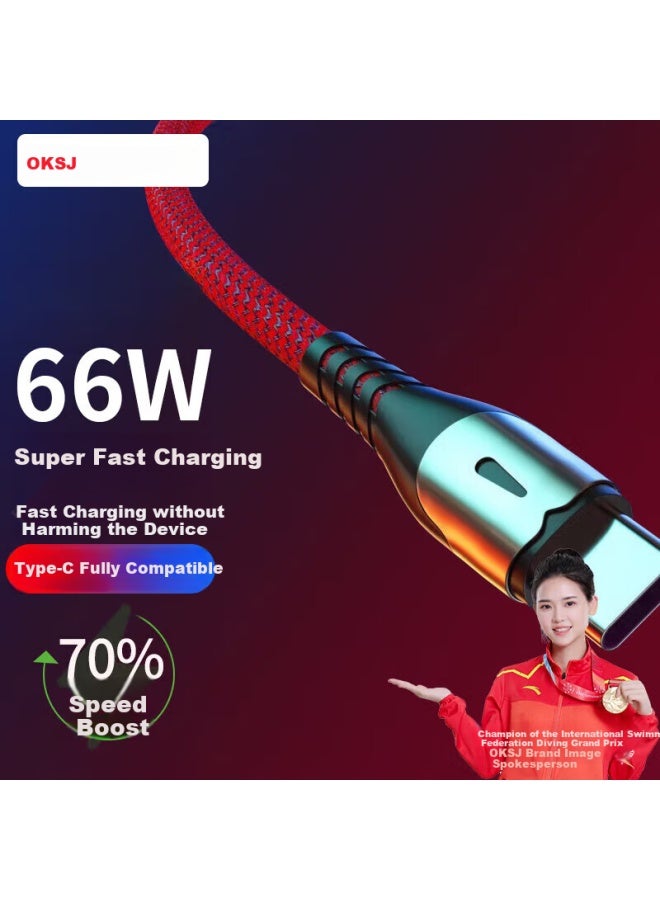 OKSJ Type-c Data Cable Charger Line 5a Fast Charging Support 66w For 8/9/p30 Pro Phone Mate 50/40/30/10/20/honor/vivo - Image 1