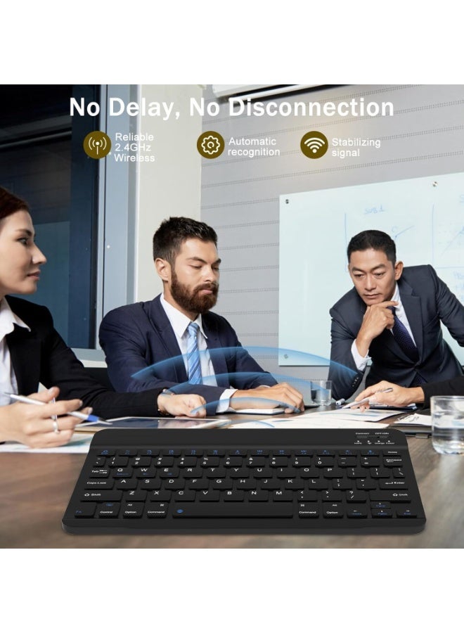 Wireless Bluetooth Keyboard & Mouse Combo – Dual-Language Keyboard (Arabic & English), Rechargeable Keyboard & Battery-Powered Mouse (Batteries Not Included), Ultra-Slim Portable Design, Stable Dual Connection (Bluetooth + 2.4GHz), Compatible with iOS, Android, Windows, Tablets & Laptops - Image 5