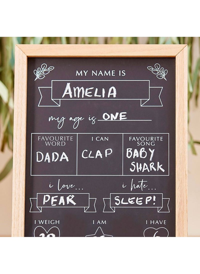 Ginger Ray Baby Milestones Chalkboard Black Wood 42cm - Image 3