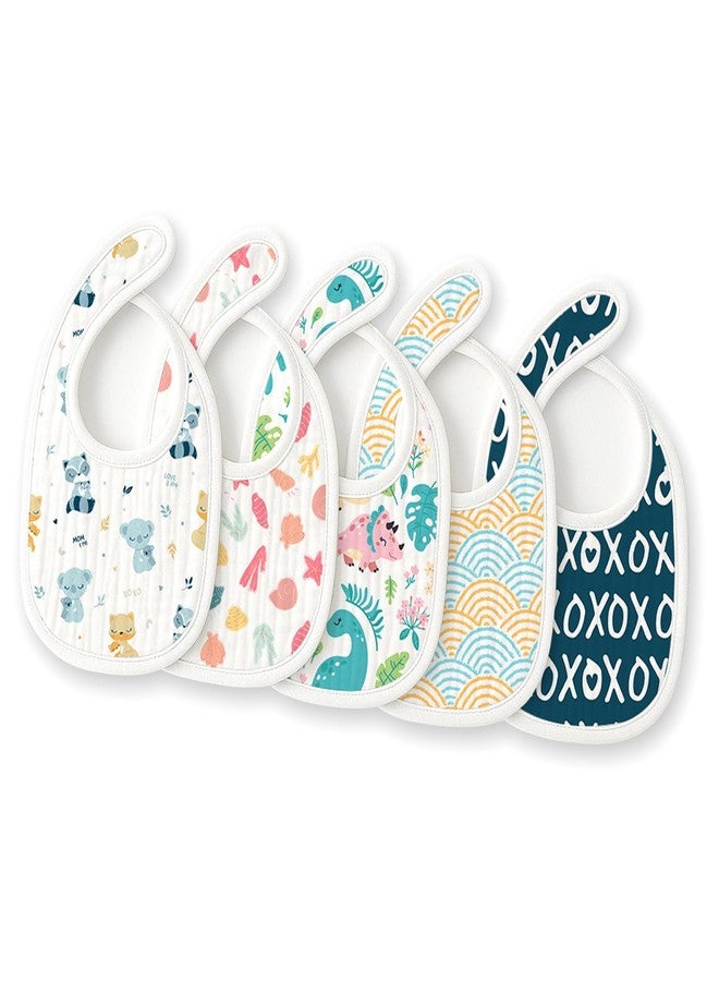 TIDY SLEEP Muslin Pure Cotton 3 Layer Baby Bibs, Ultra Soft Skin Friendly Pure Cotton Baby Bibs Assorted Colour (5) - Image 1