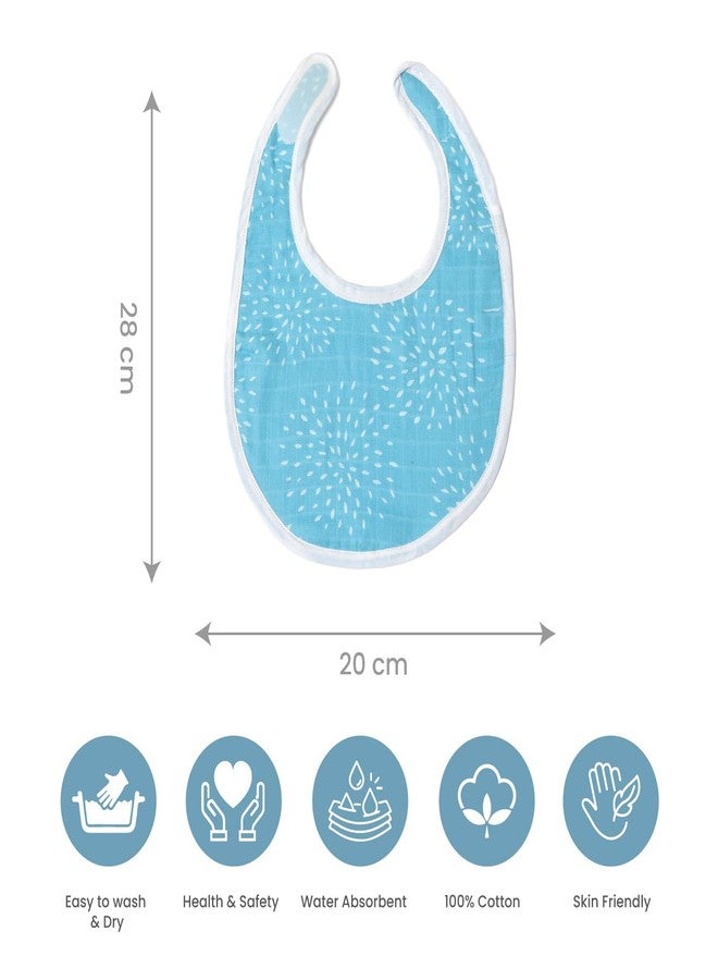 TIDY SLEEP Muslin Pure Cotton 3 Layer Baby Bibs, Ultra Soft Skin Friendly Pure Cotton Baby Bibs Assorted Colour (5) - Image 3