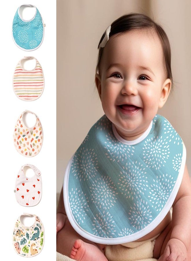 TIDY SLEEP Muslin Pure Cotton 3 Layer Baby Bibs, Ultra Soft Skin Friendly Pure Cotton Baby Bibs Assorted Colour (5) - Image 2