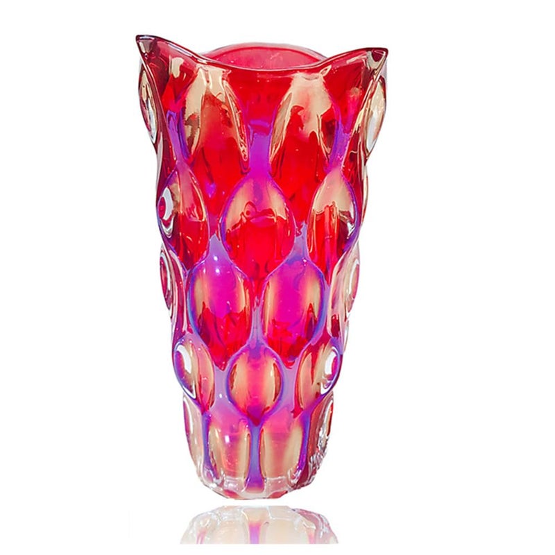 Eastern Rock Unbreakable Flower Glass Vase 3.5lb 9.5inch Sparkle vase Bohemian Style, for Centerpieces,Kitchen,Office, Living Room,Wedding,Perfect Home Decor Glass Vase (Sparkle red) - Image 1