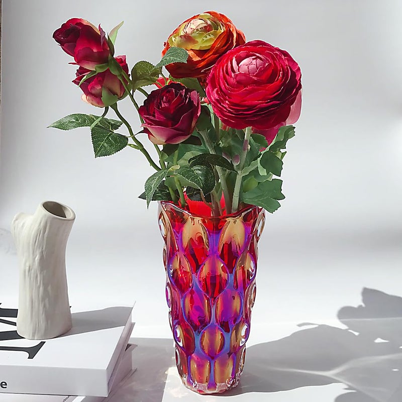 Eastern Rock Unbreakable Flower Glass Vase 3.5lb 9.5inch Sparkle vase Bohemian Style, for Centerpieces,Kitchen,Office, Living Room,Wedding,Perfect Home Decor Glass Vase (Sparkle red) - Image 3