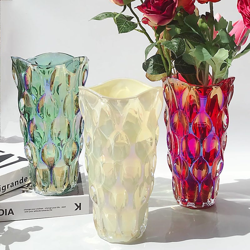 Eastern Rock Unbreakable Flower Glass Vase 3.5lb 9.5inch Sparkle vase Bohemian Style, for Centerpieces,Kitchen,Office, Living Room,Wedding,Perfect Home Decor Glass Vase (Sparkle red) - Image 4
