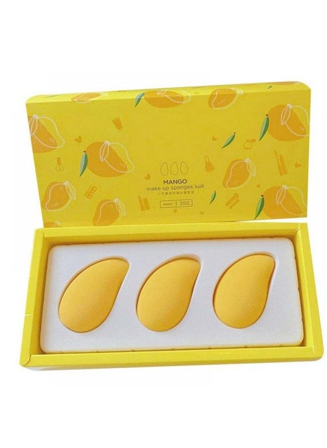 COSLUXE - Makeup Sponge Set3 Pcs Pack Mango Shape Beauty Blender Sponges & Blenders For Foundation Blendingliquidcreampowder (Yellow) - Image 1