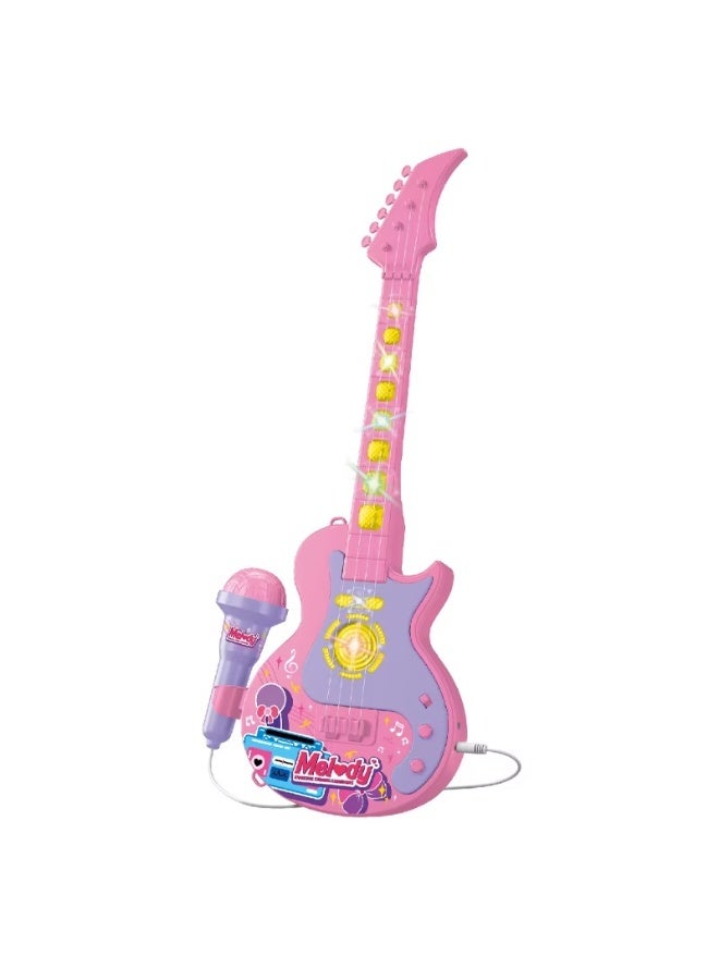 Toy Box Kids Musical Toy Guitar With Microphone Lights Sound Musical Instrument Learning Educational Toys - Image 1