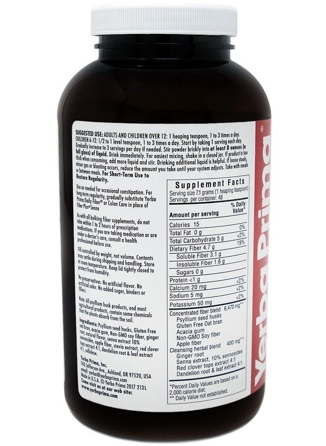 Fiber Plus Senna Powder, 12 Ounce (Pack of 3) - for Short-Term Use to Restore Regularity, Improved Apple Spice Flavor, Stevia Sweetened, Provides Gentle Overnight Relief, Non-GMO