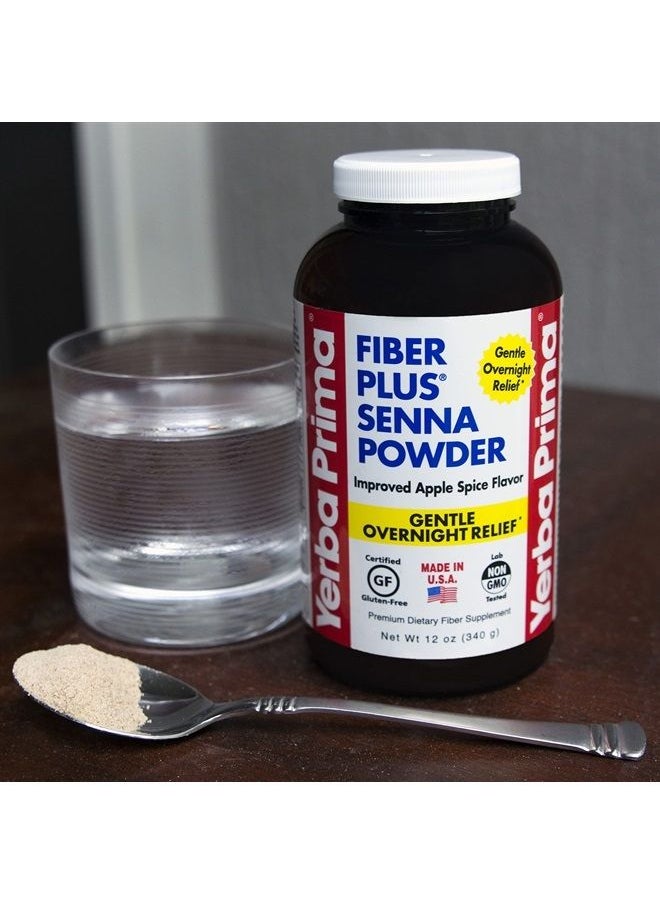 Fiber Plus Senna Powder, 12 Ounce (Pack of 3) - for Short-Term Use to Restore Regularity, Improved Apple Spice Flavor, Stevia Sweetened, Provides Gentle Overnight Relief, Non-GMO