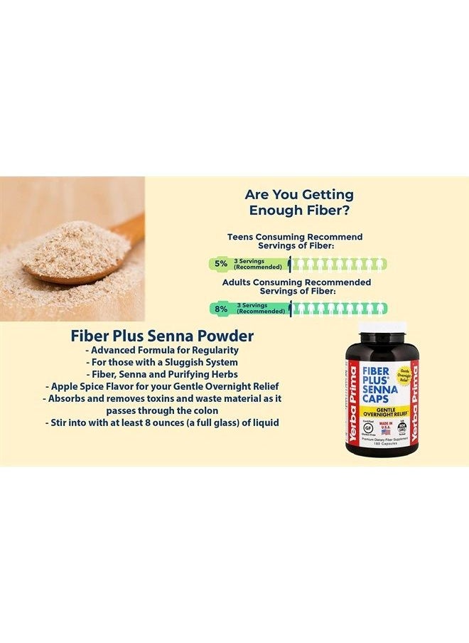 Fiber Plus Senna Powder, 12 Ounce (Pack of 3) - for Short-Term Use to Restore Regularity, Improved Apple Spice Flavor, Stevia Sweetened, Provides Gentle Overnight Relief, Non-GMO