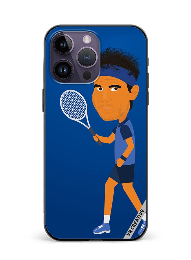 VR CREATIVE Protective Case Cover For Apple iPhone 15 Pro Tennis Player Male Character Design Multicolour - Image 1