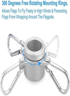 Generic Flag Pole Rings Aluminium 360 Degree Rotating Flag Pole with Flag Mounting Rings Spinning Flag Pole Kit with Carabiner for 3/4 – 2.6 "Diameter Flagpole Flag Pole Rings  - Image 4