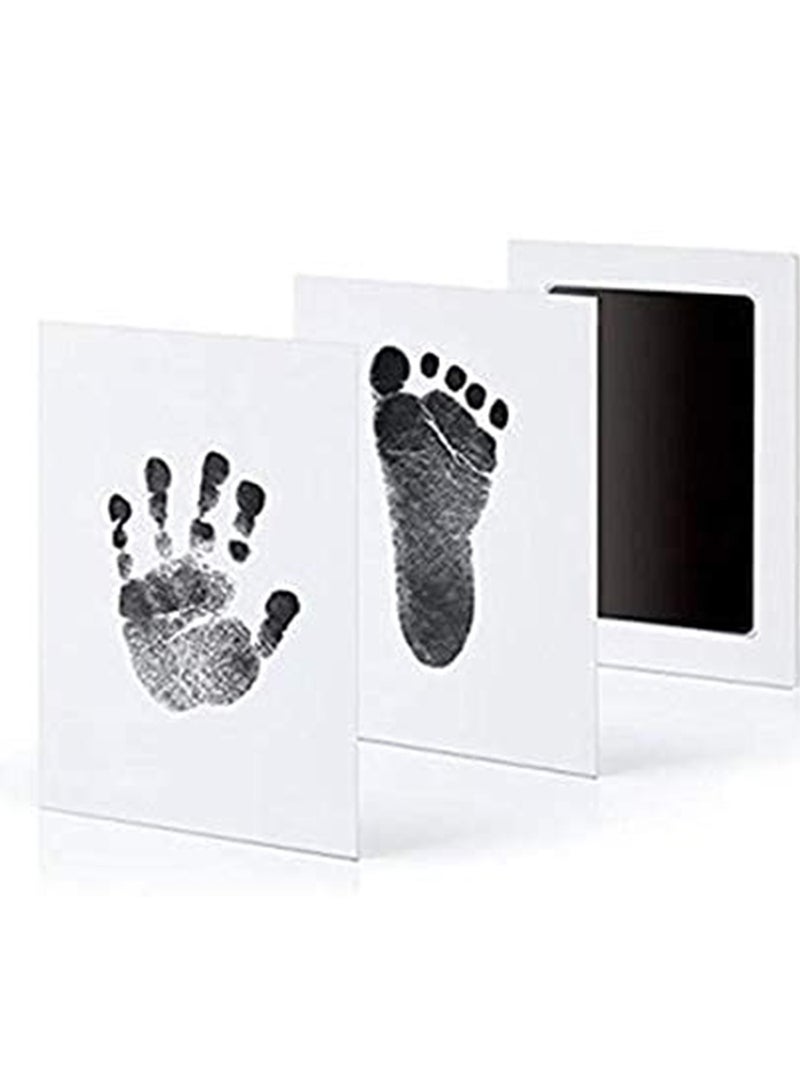 2 Uses Newborn Baby Handprint or Footprint Kit With Included Safe Clean Touch Ink Pad Footprint Photo Black - Image 1
