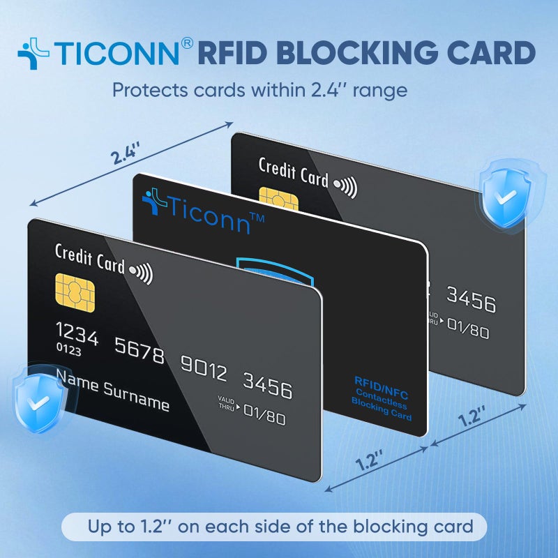 TICONN RFID Blocking Cards - 4 Pack, Premium Contactless NFC Debit Credit Card Passport Protector Blocker Set for Men & Women, Smart Slim Design Perfectly fits in Wallet/Purse (4) - Image 3