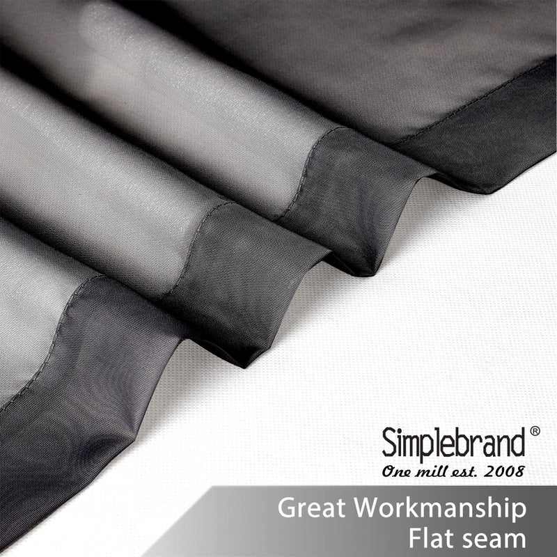 Simplebrand Black Sheer Kitchen Cafe Curtains - 36X36 Inch, 2 Paneled Tier Curtain Rod Pocket Sheers for Bathrooms, Small Windows - Image 4