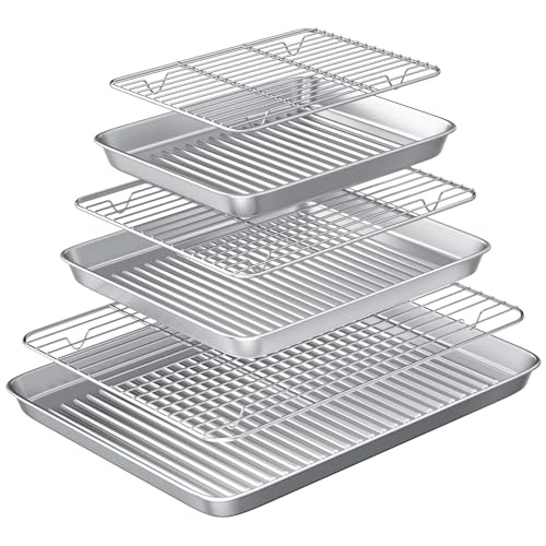 Rottay Baking Sheet with Wire Rack Set: 3 Baking Pans + 3 Cooling Racks for Cooking and Baking - Stainless Steel Nonstick Bacon Pans for Oven, Warp Resistant & Heavy Duty & Rust Free - Image 1